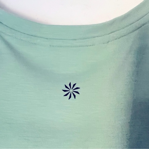 Athleta Intention Tee Split Shoulder Active Stretch Top Sage Green XS Sum 22' - Picture 8 of 10